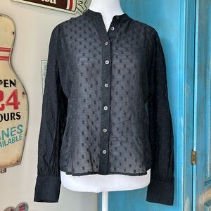 Kate Spade Sheer Polka Dot Button Up Blouse